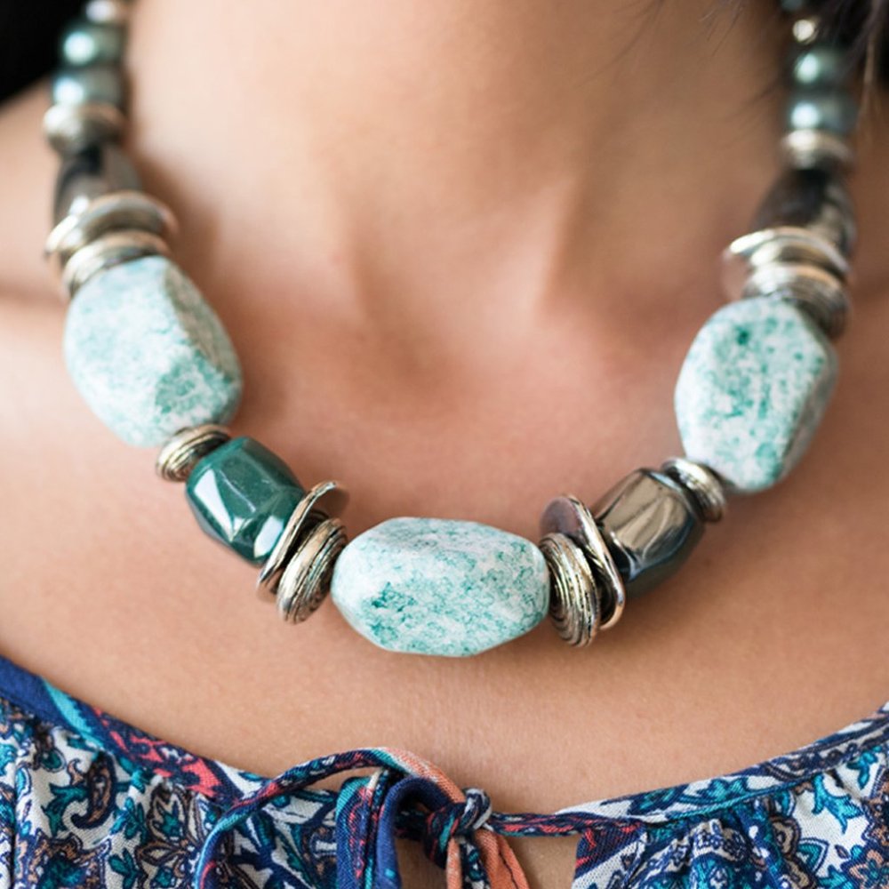 The Perfect Blue Beaded Necklace and Earring Set
